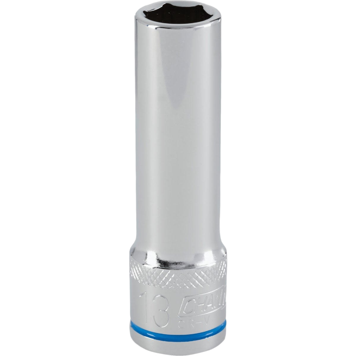 Polished deep 13mm 6-point socket with 1/2 inch drive for tools and home improvement tasks