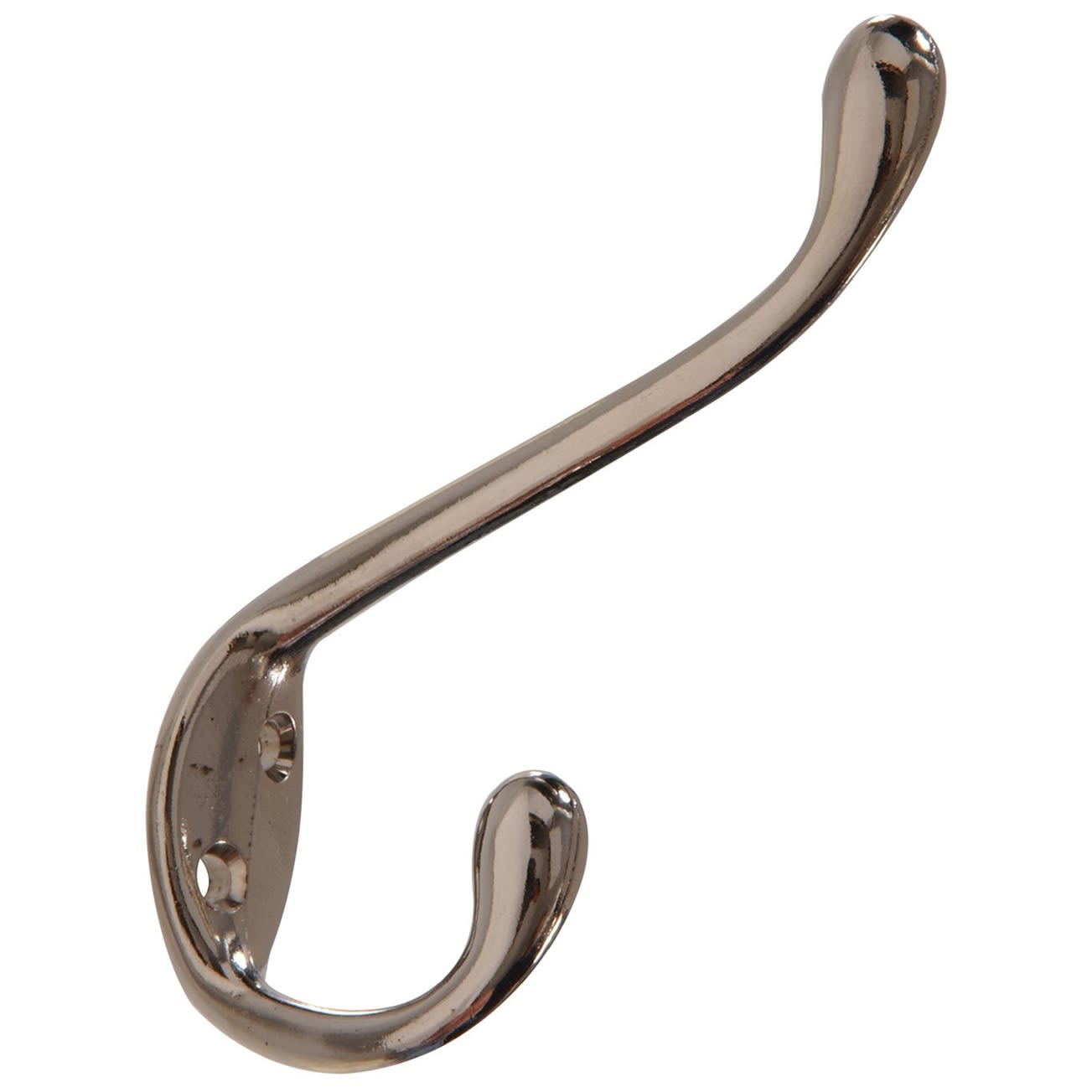 Heavy-duty nickel-plated garment hook for durable storage and organization in home improvement projects