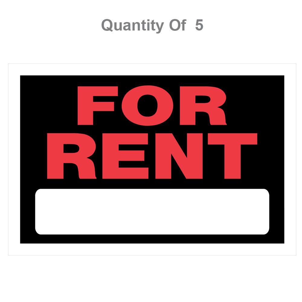 Hillman 8 x 12 Black & Red For Rent Signs, 5-Count