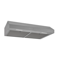 stainless steel under cabinet range hood with 3-speed fan and LED lights for kitchen and home improvement tools