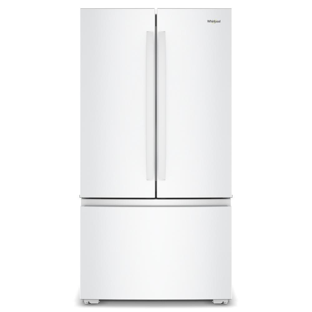 White Whirlpool 36-inch wide French door refrigerator with bottom freezer drawer in kitchen and appliances collections