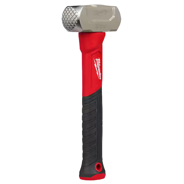 2lb fiberglass drilling hammer with textured steel head and ergonomic red and black handle for home improvement tasks