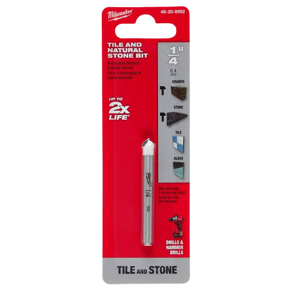 1/4 inch tile and stone drill bit with reinforced tip for durable drilling in power tool accessories under $50