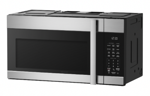 Stainless steel over-the-range microwave with black glass door and digital control panel from Microwaves collection
