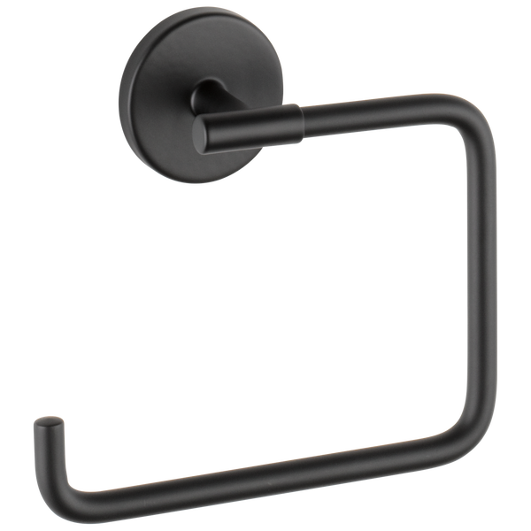 Matte black towel ring with minimalist square design for modern bathroom home improvement projects