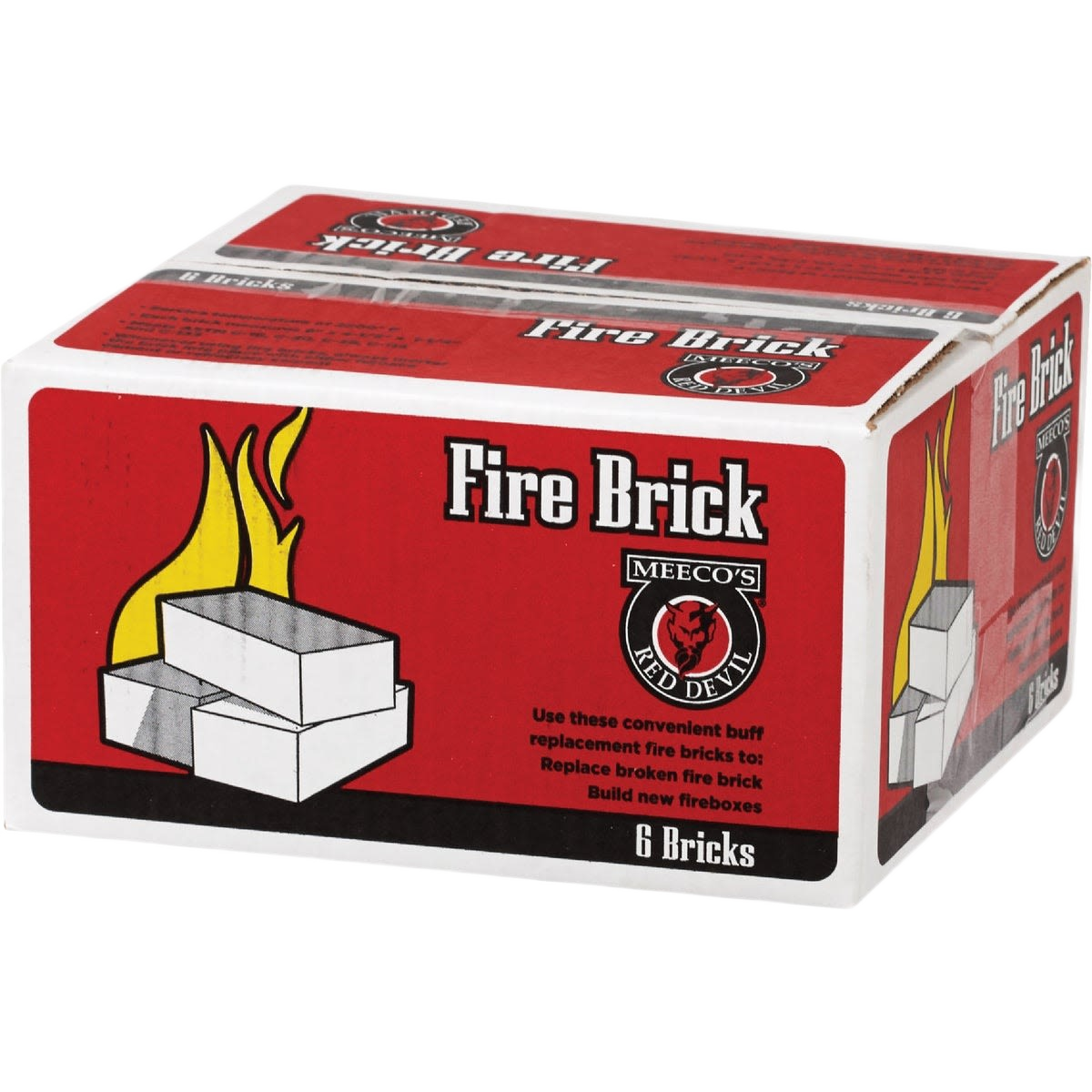 Box of six red ASTM fire bricks for high-temperature repair in plumbing and home improvement tools collections under $50