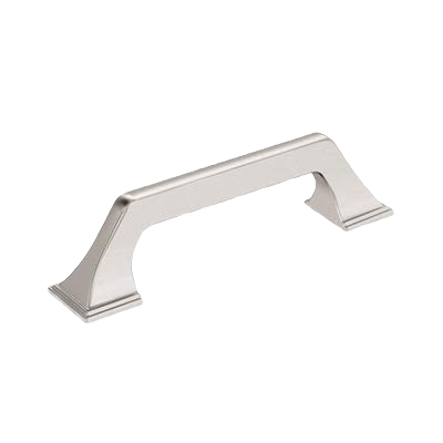 Satin nickel cabinet pull with curved design and pedestal edges for furniture and hardware collections under $50
