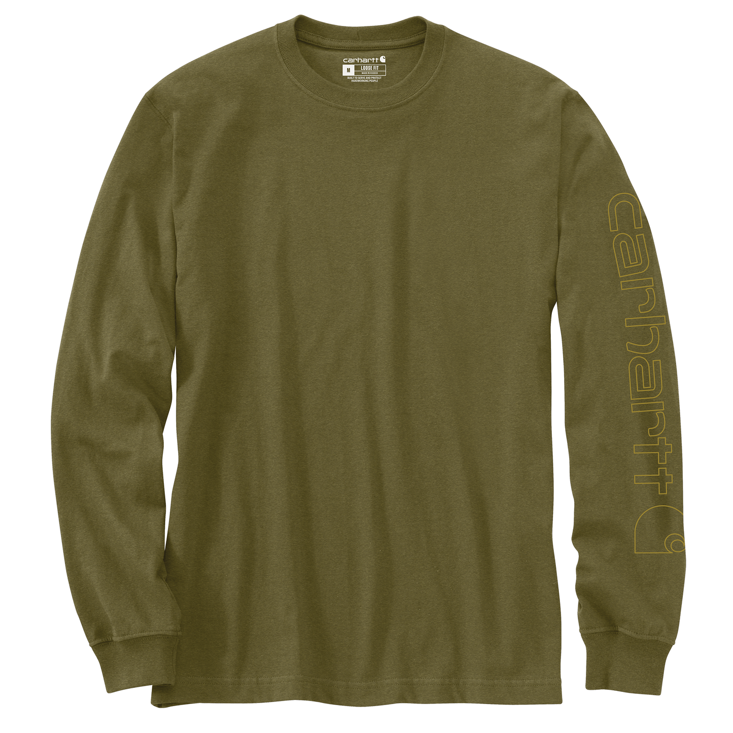 Carhartt Men's Loose Fit Heavyweight Logo Sleeve Graphic Long Sleeve T-Shirt