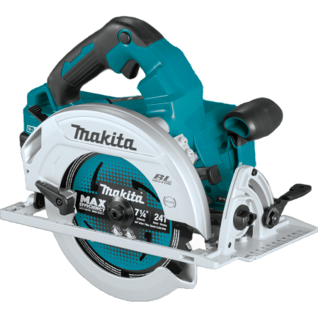 Cordless Makita circular saw with brushless motor, 36V battery powered for efficient home improvement cutting tasks