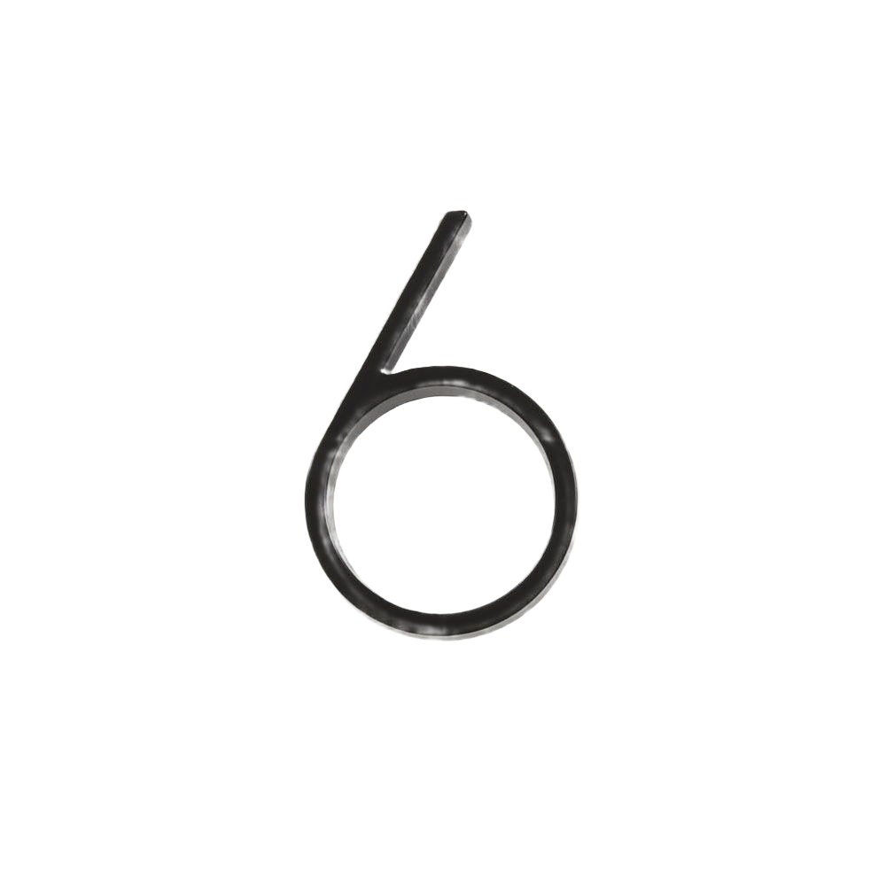Black zinc floating mount house number 6 for durable home improvement and outdoor signage under $50 in hardware collection