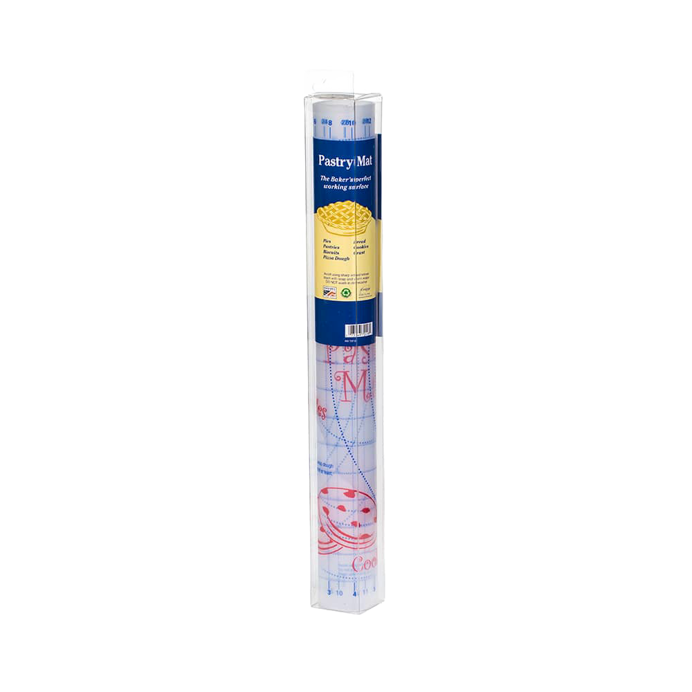 Clear non-slip pastry rolling mat with measurement guides and circular patterns for kitchenware and bakeware use