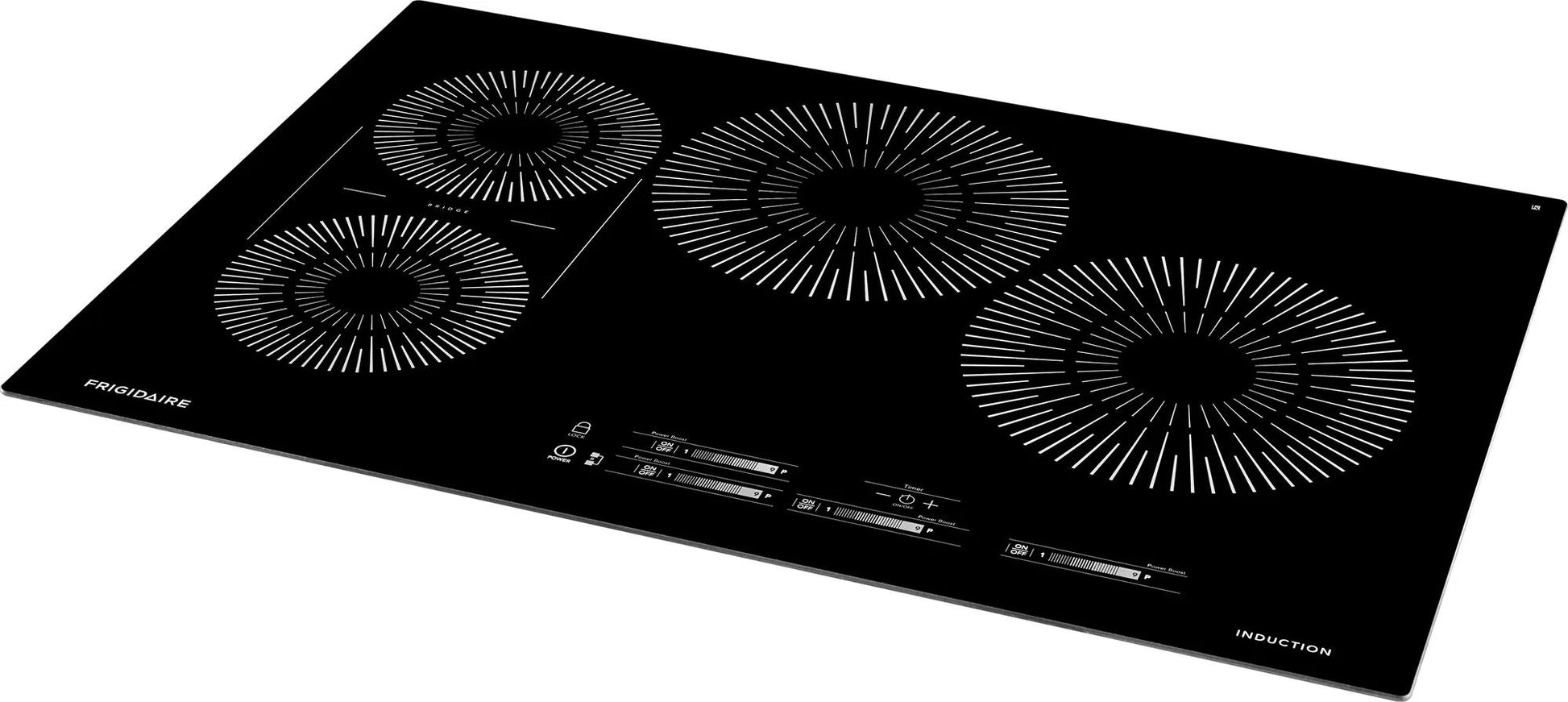 Black smooth glass induction cooktop with four radiant cooking zones and touch controls in Kitchen & Kitchenware collections