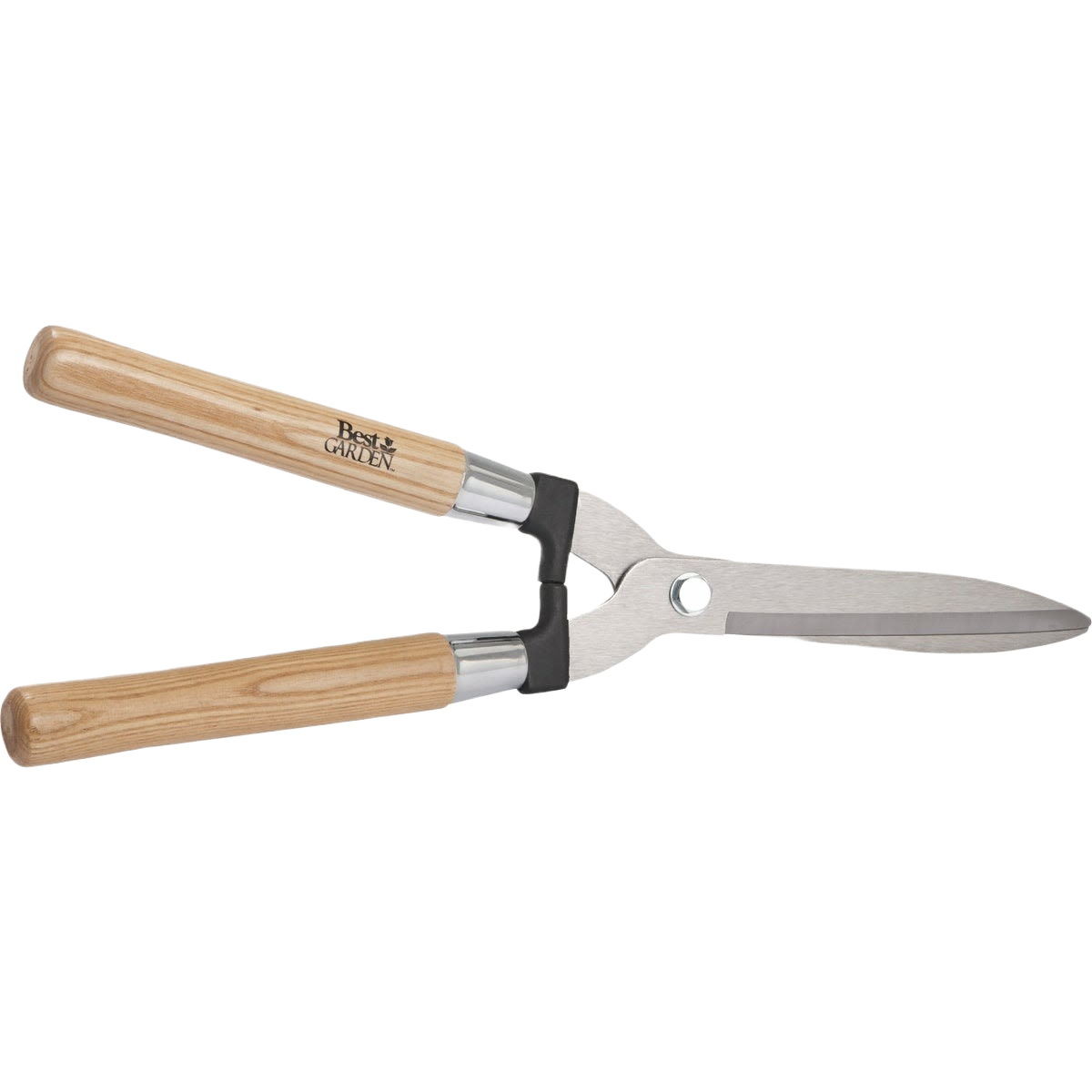Carbon steel hedge shear with wooden handles for precise trimming in garden and outdoor hand tools collections