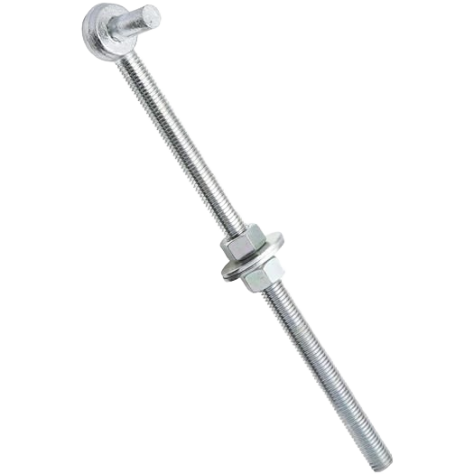Zinc bolt hook with threaded rod and nuts for door and gate hardware in home improvement projects