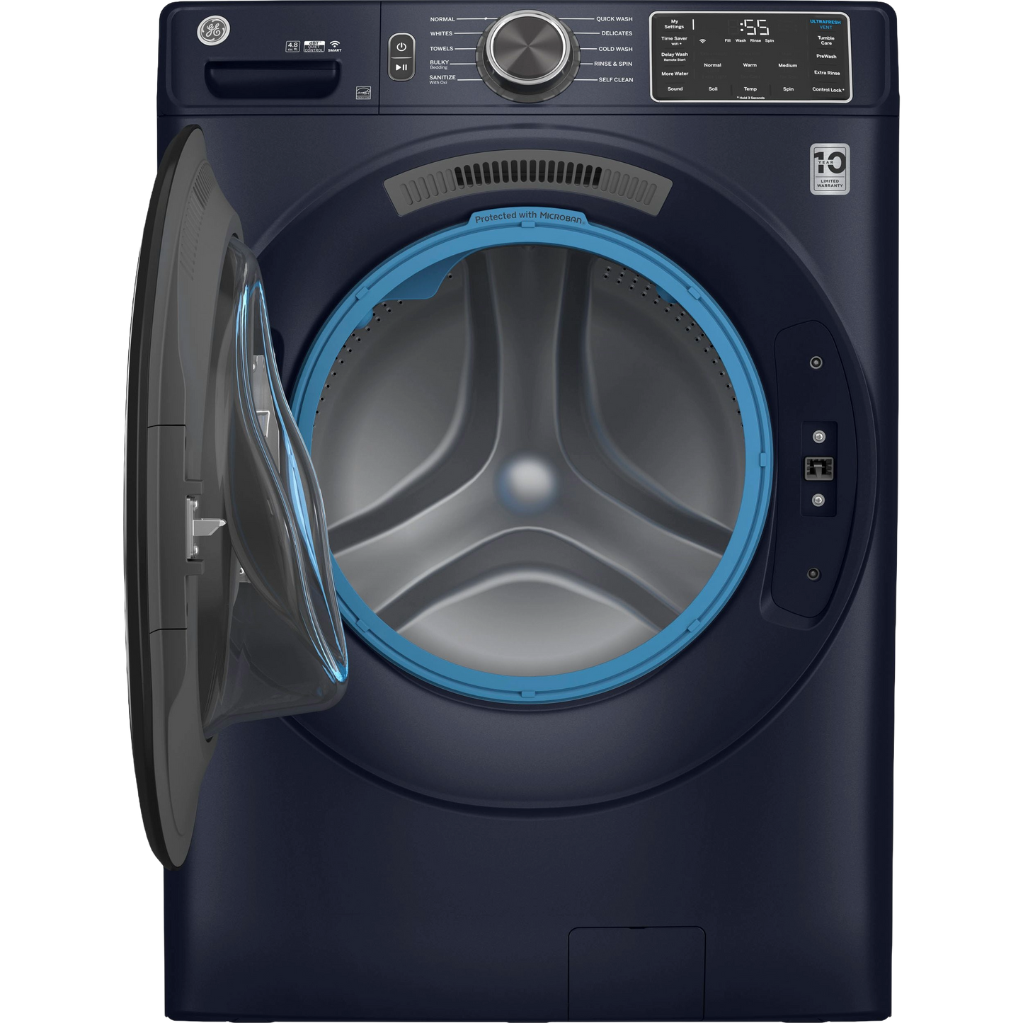GE® ENERGY STAR® 4.8 cu. ft. Capacity Smart Front Load  Washer with UltraFresh Vent System with OdorBlock™ and Sanitize w/Oxi