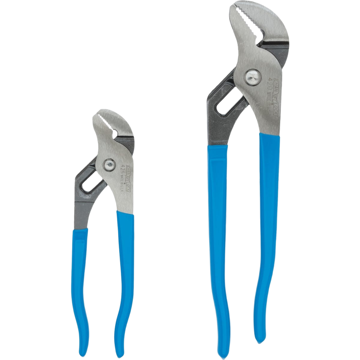 Two steel groove joint pliers with blue grips for durable hand tools and woodworking projects under $100 collection