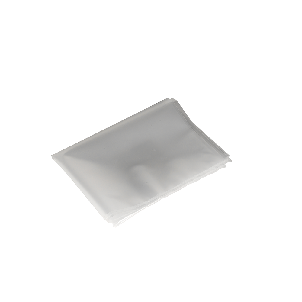 Stack of clear plastic waste bags designed for use with wall mount extractors in home improvement projects