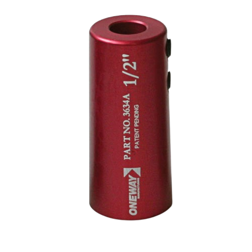 Red anodized aluminum ferrule with engraved white text for woodworking tools in home improvement collections under $50