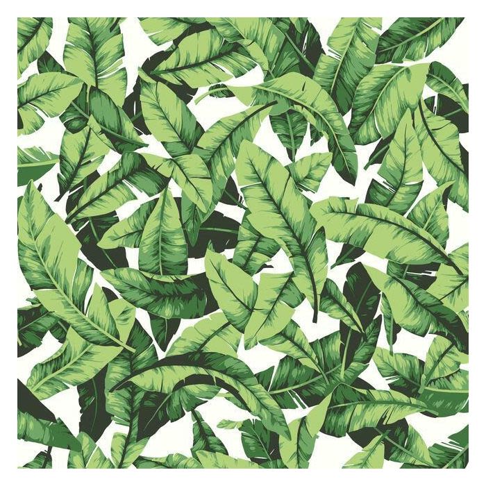 Green palm leaf pattern in a peel and stick wallpaper design suitable for easy home improvement decor projects