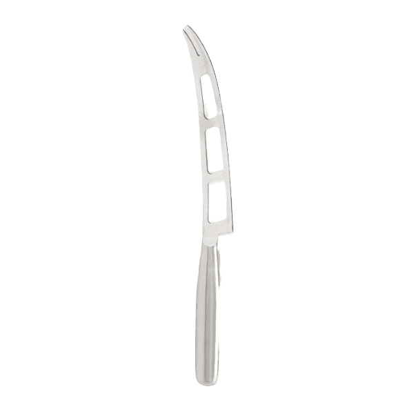 Brushed stainless steel soft cheese knife with vented blade, part of kitchen utensils and cooking tools collections under $50