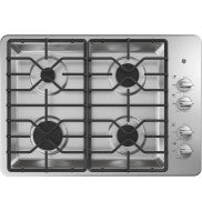 Stainless steel built-in gas cooktop with four burners and dishwasher-safe grates from Cooktops and Kitchen & Kitchenware collections