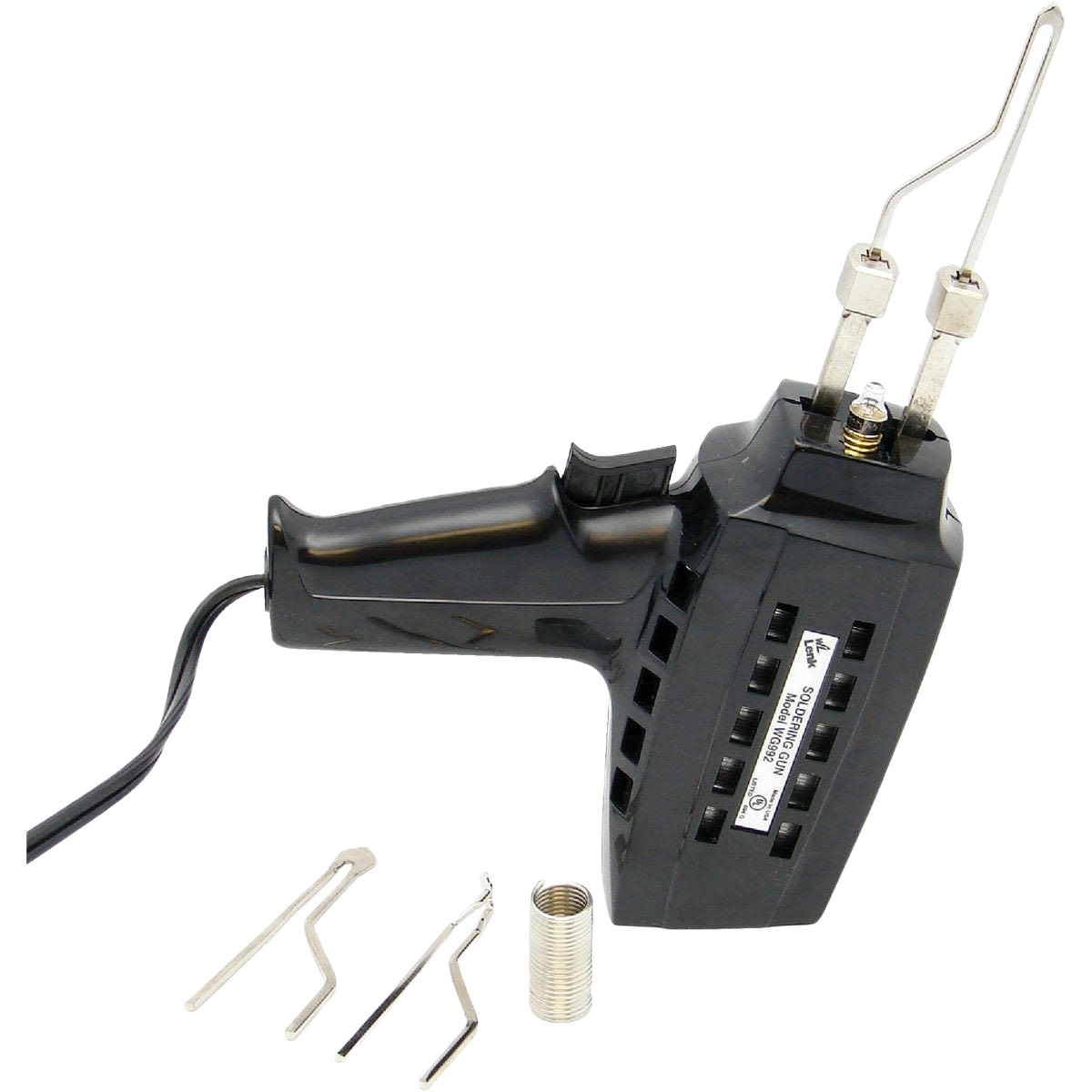Black heavy-duty soldering gun with metal tips and spare parts for plumbing tools and home improvement under $100 collection