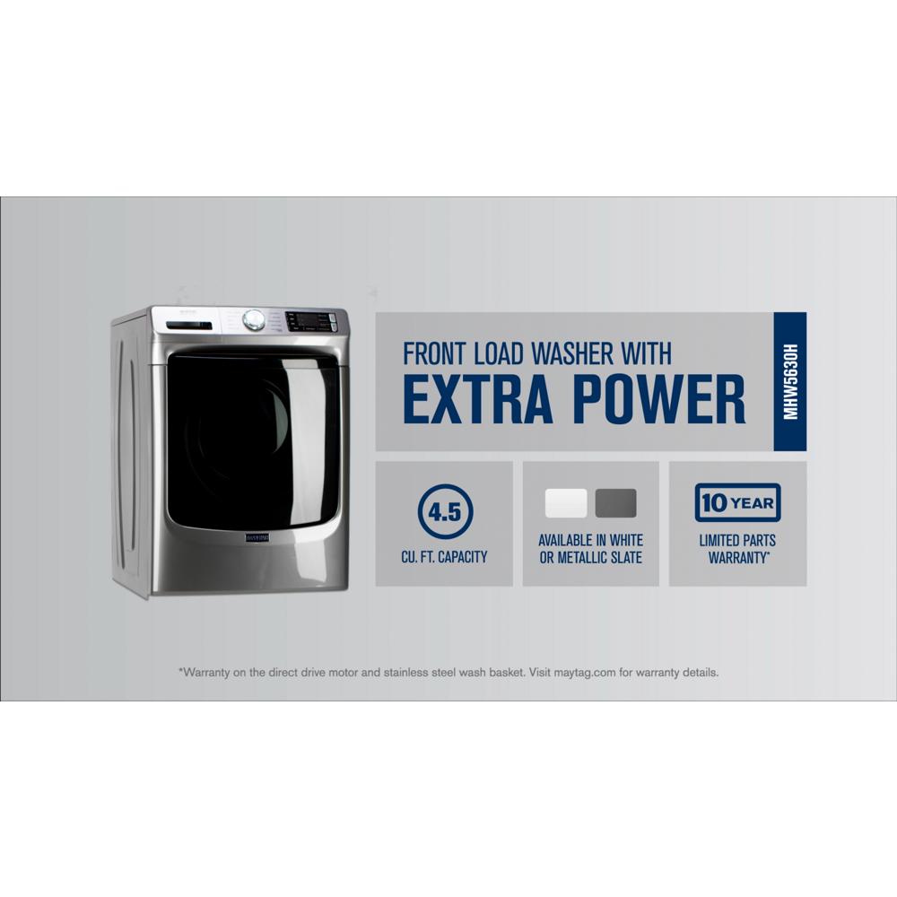Silver front load washer with digital controls, 4.5 cu. ft. capacity, and 10-year limited parts warranty in Appliances collection