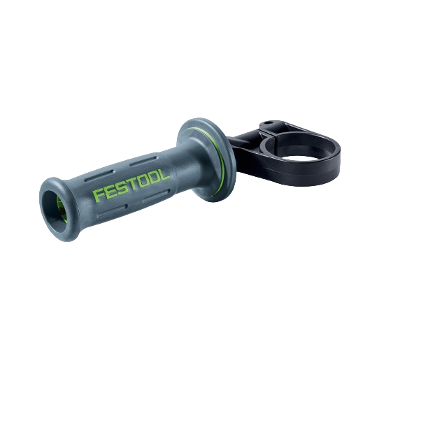 Black and gray auxiliary handle with green Festool logo, designed for improved control on drill attachments and power tools under $50 collections