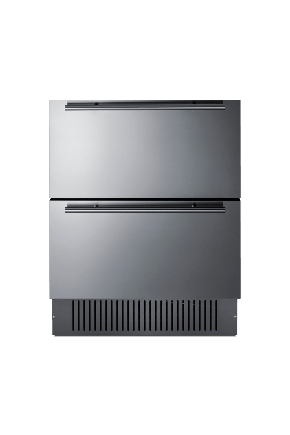 Compact stainless steel undercounter refrigerator with two separate drawers in appliances and kitchenware collection