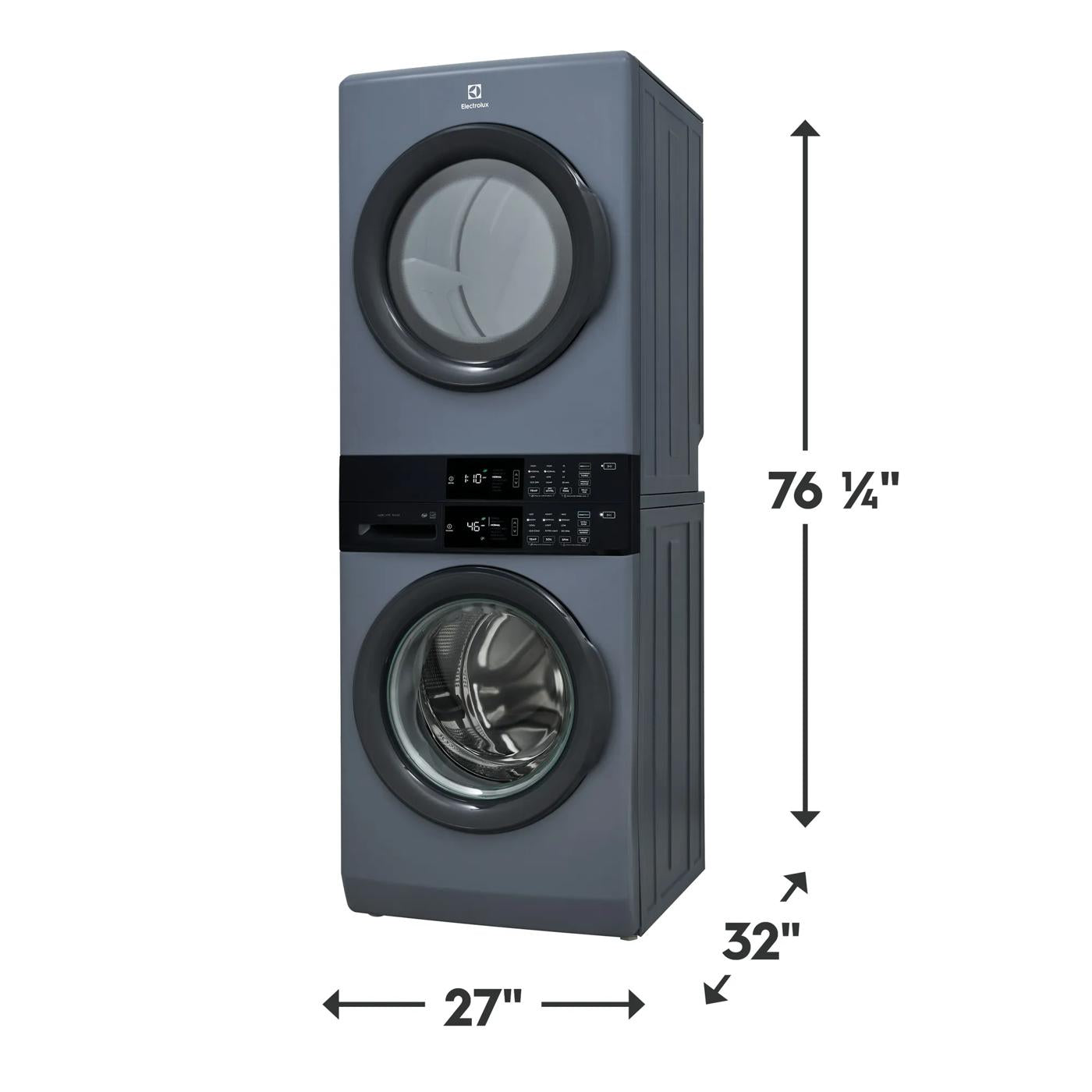 Laundry Tower Single Unit Front Load 4.4 Cu. Ft. Washer & 8 Cu. Ft. Electric Dryer