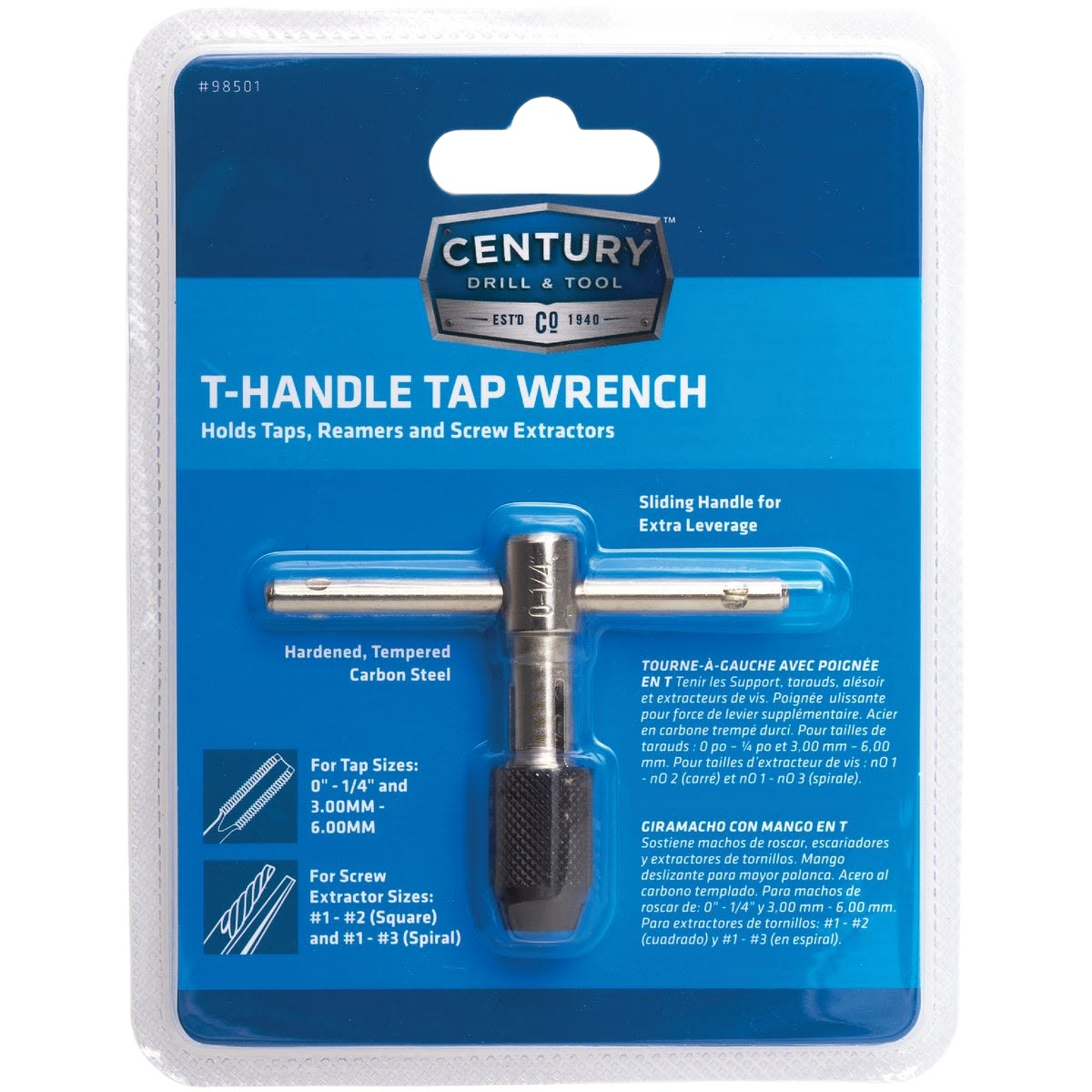 Century T-handle tap wrench with hardened carbon steel for taps and screw extractors in tool accessories under $50