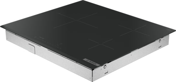 Sleek black Bosch induction cooktop with four cooking zones, designed for modern kitchen and home improvement.