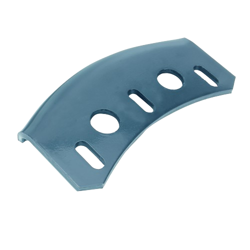 Curved metal runner housing with multiple mounting slots for automotive and John Deere machinery parts collection