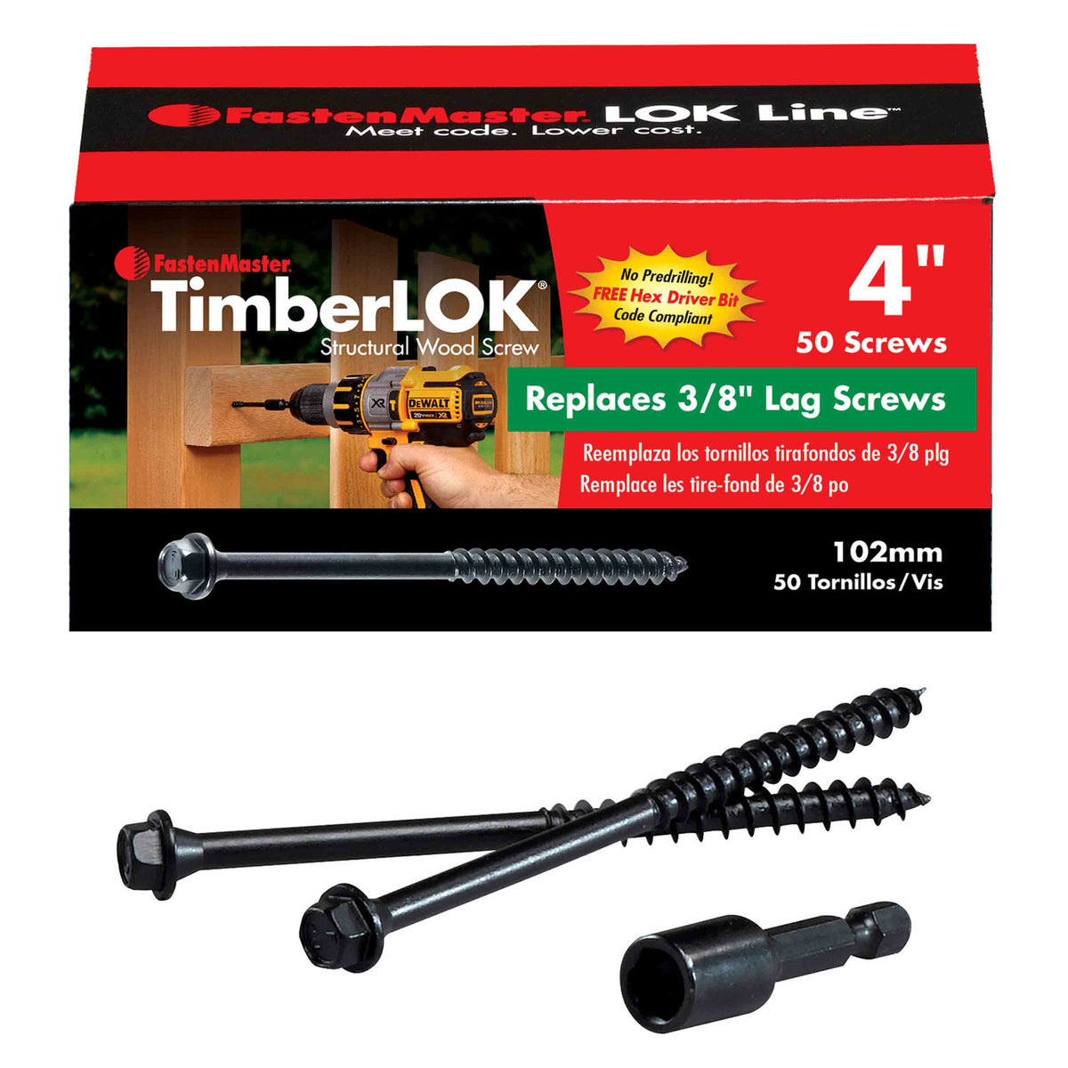 FastenMaster 4 In. HD Timberlok Structure Screws, 50 Pc