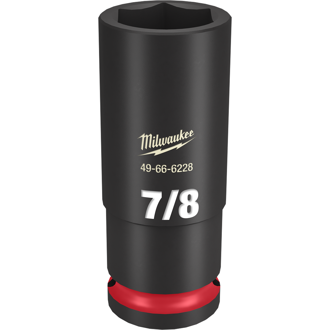 Black deep impact socket with 7/8 size, durable forged steel, designed for high torque tools and home improvement tasks
