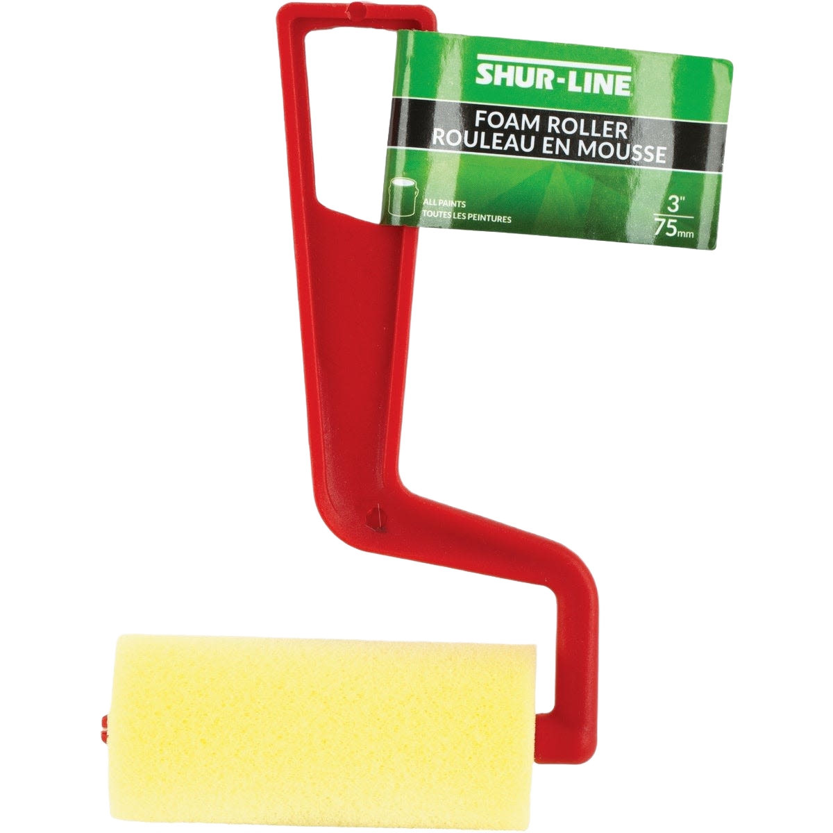 3-inch foam paint roller with red frame in paint supplies and home improvement tools collections under $50