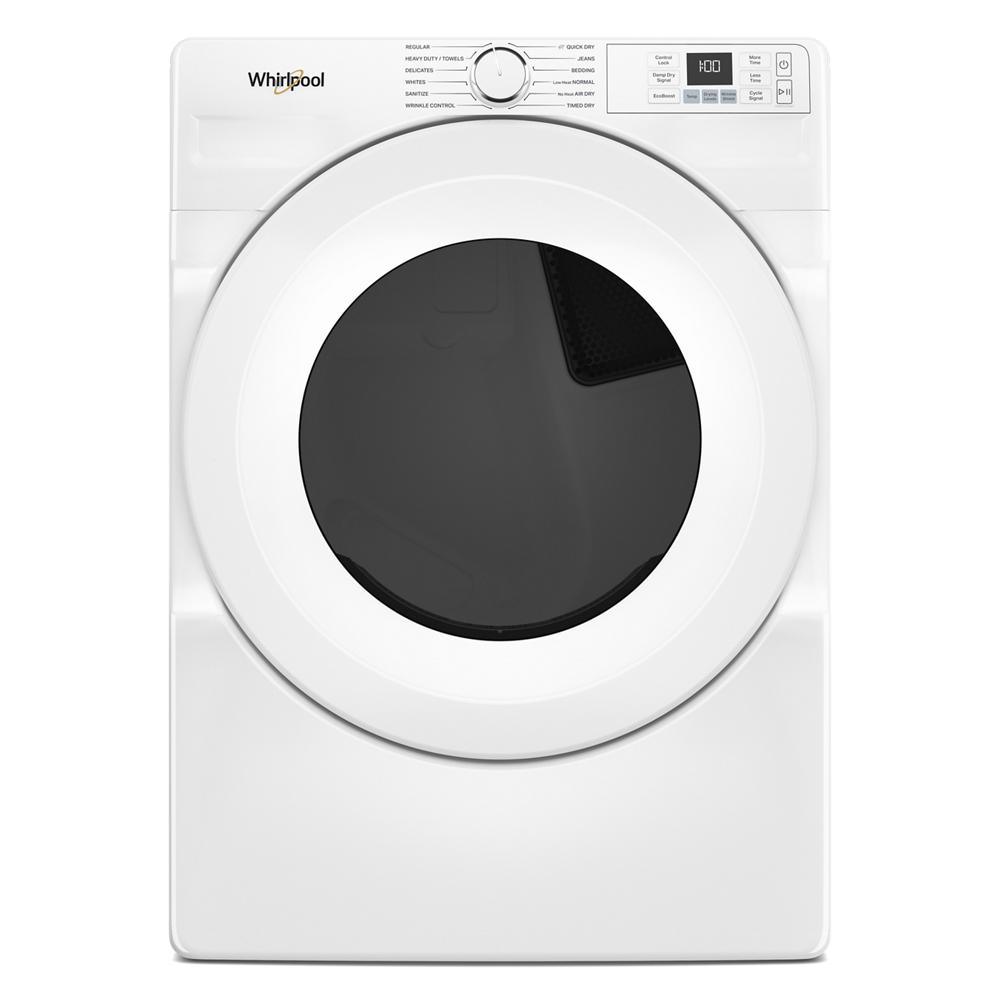 White front load electric dryer with digital controls and large door from electric dryers and appliances collection