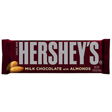 Hershey's milk chocolate bar with whole almonds, packaged for snack lovers in Chocolates & Candies collection