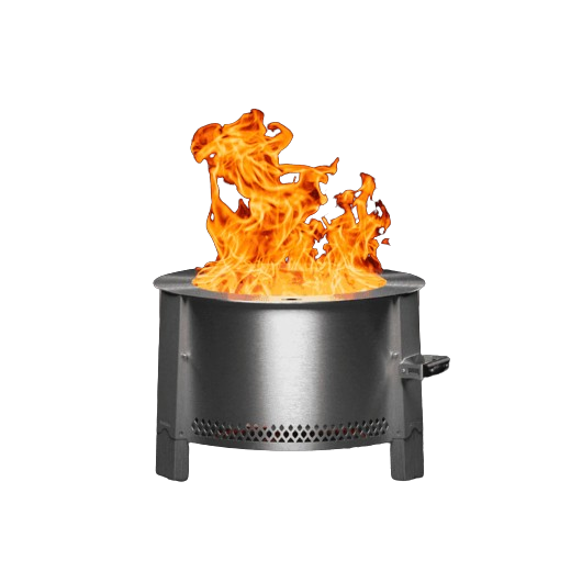 Stainless steel portable smokeless fire pit with active flames for outdoor living and fire pits collection