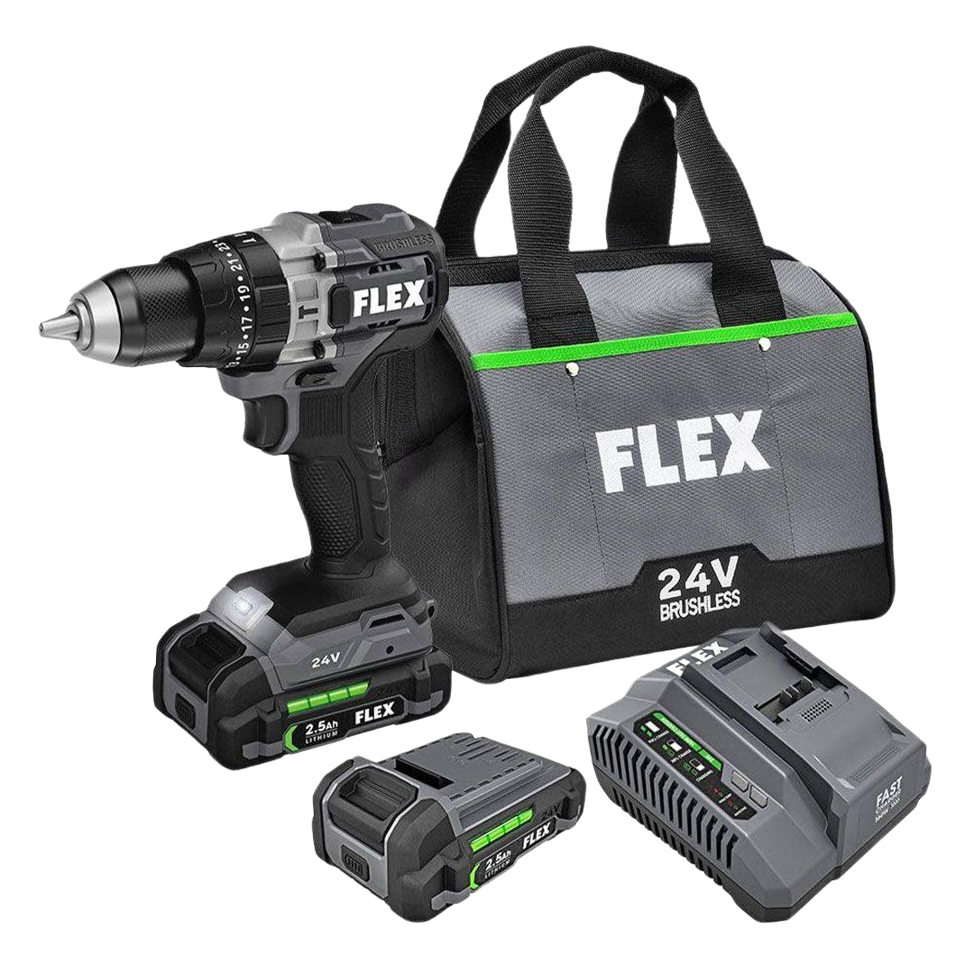 Cordless hammer drill kit with two batteries, charger, and durable carrying bag for home improvement tasks