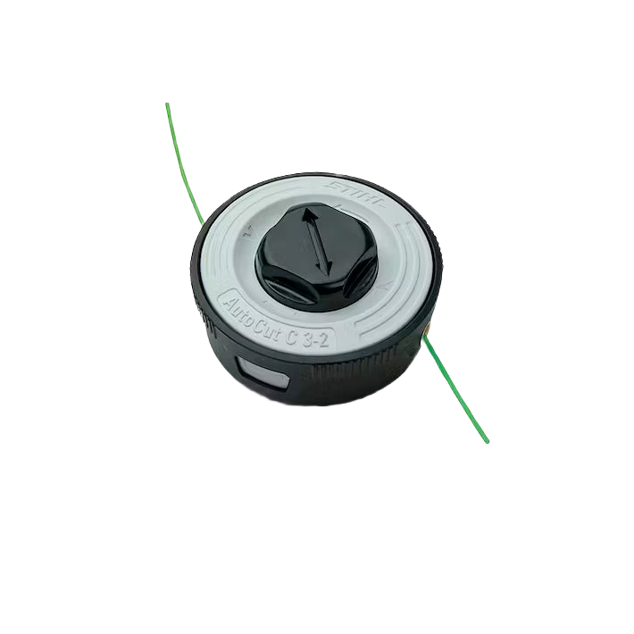 Black and white AutoCut® C3-2 trimmer head with green cutting line for power tool accessories under $100 collections