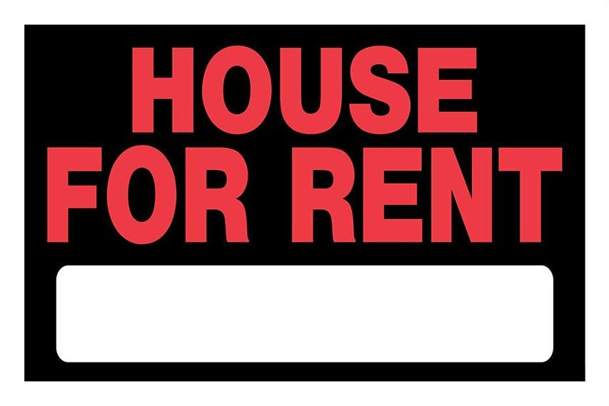 Black and red House For Rent sign with blank white space for custom information in hardware and home improvement collections