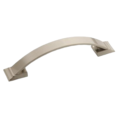 Satin nickel cabinet pull with curved design for furniture hardware and home improvement collections under $50
