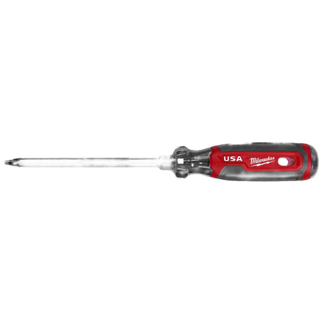 6-inch square tip screwdriver with red and black cushioned grip handle for precision tools and home improvement tasks