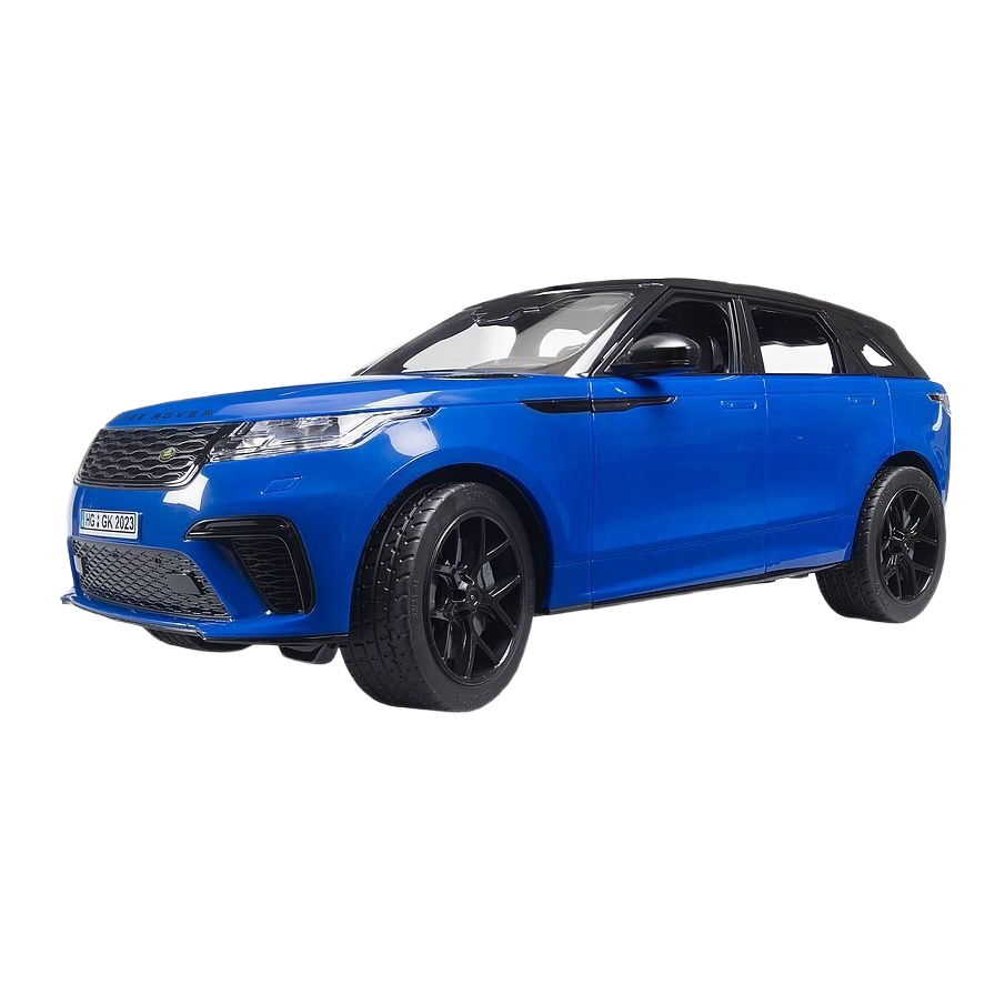 Blue luxury SUV model with black wheels and detailed grille design for home and outdoor display purposes