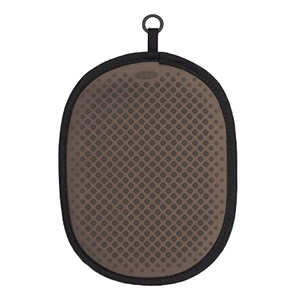 Black silicone pot holder with textured grip and hanging loop for kitchenware and cooking protection under $50 collection