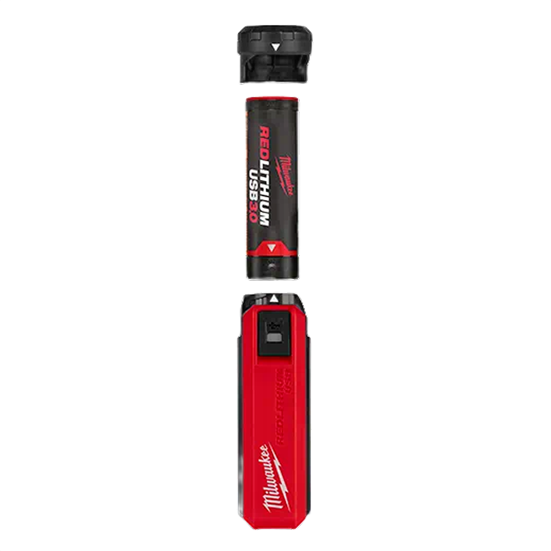 Compact red portable power source with rechargeable lithium battery and USB output for tools and home improvement tasks