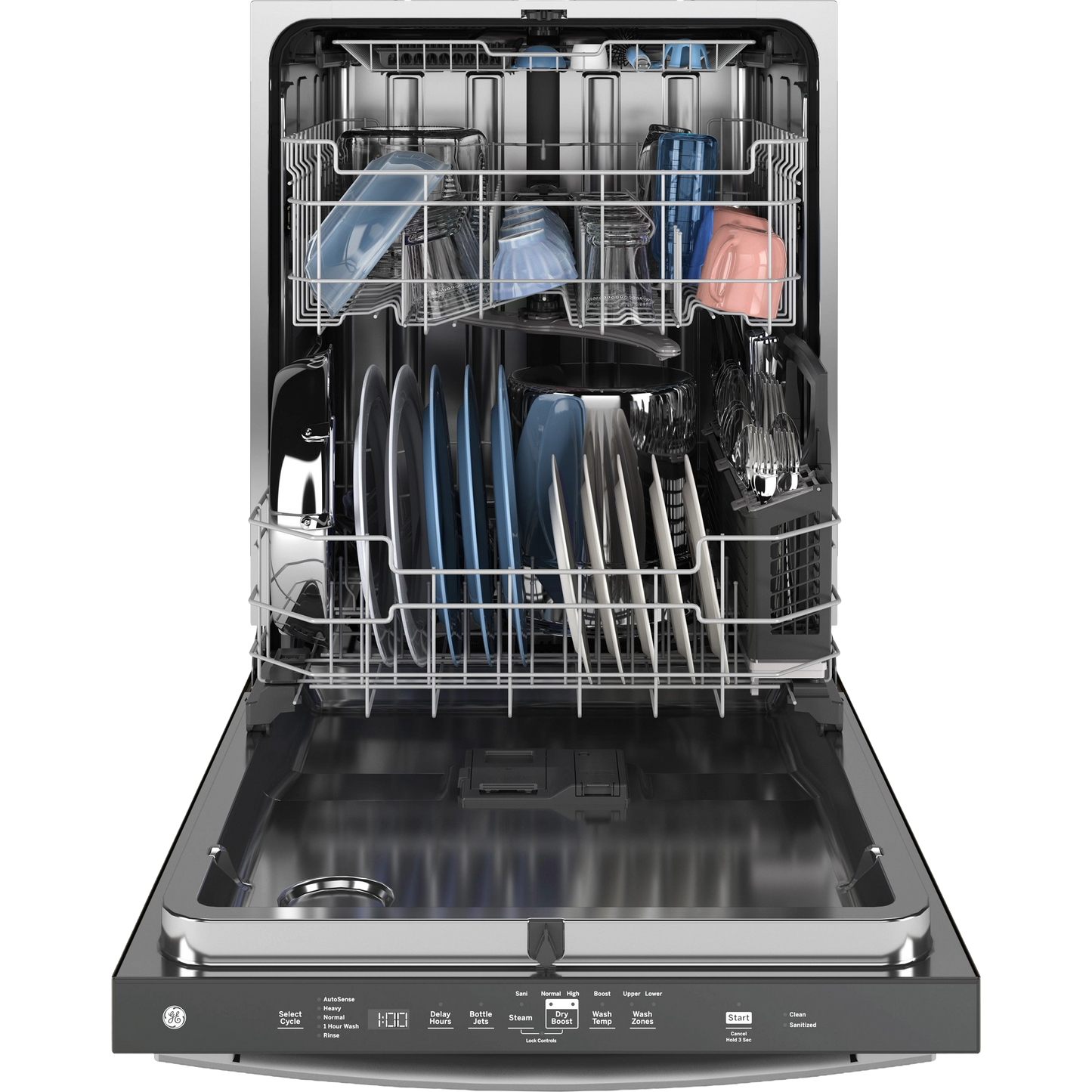 GE® ENERGY STAR® Top Control with Stainless Steel Interior Dishwasher with Sanitize Cycle