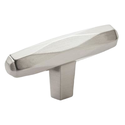 Satin nickel cabinet knob with geometric faceted design for hardware and furniture accessories collections