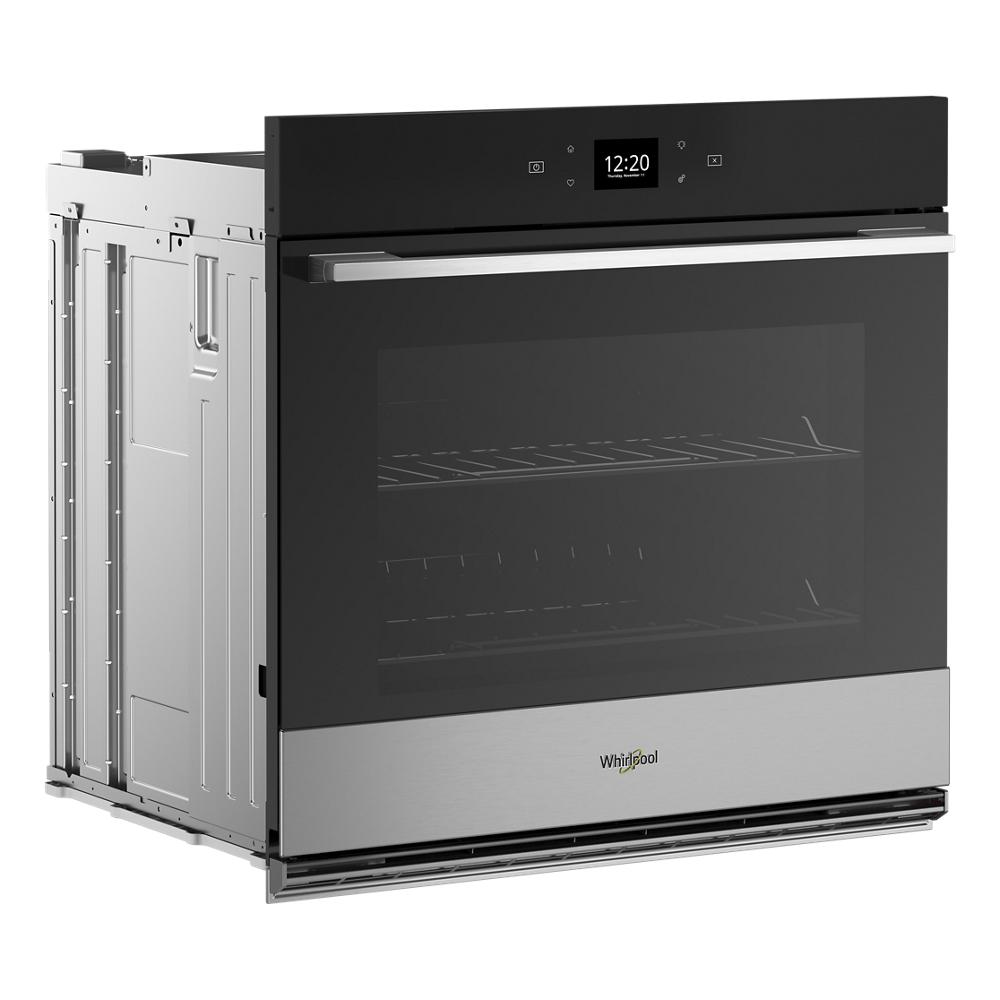 Black and stainless steel single wall oven with digital display and convection cooking in Single Wall Ovens collection